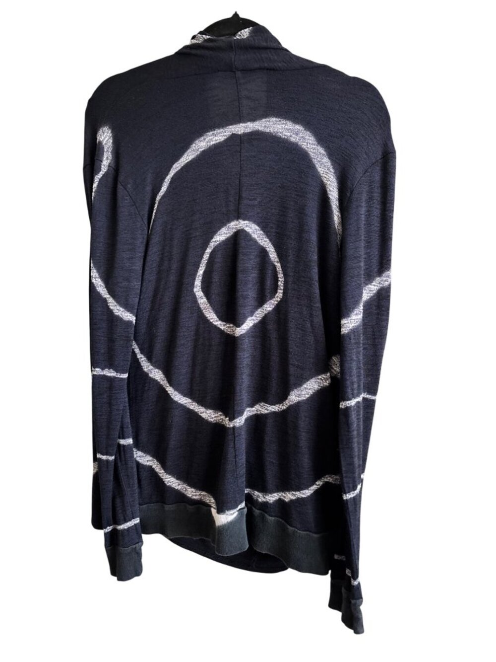 T Party Womens Navy Black Drape Front Cardigan With Abstract Print & Zipper